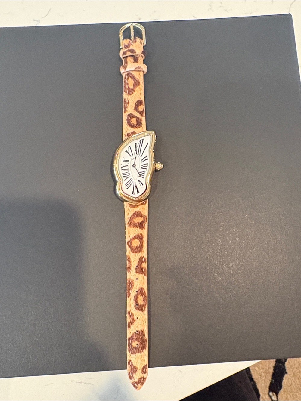 Laphont melting watch in Leopard Print with Gold-Tone Case - Picture 2 of 5